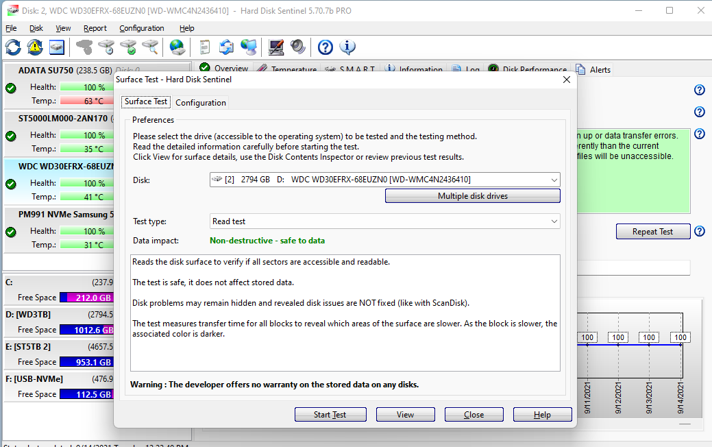Hard Disk Sentinel: drive information